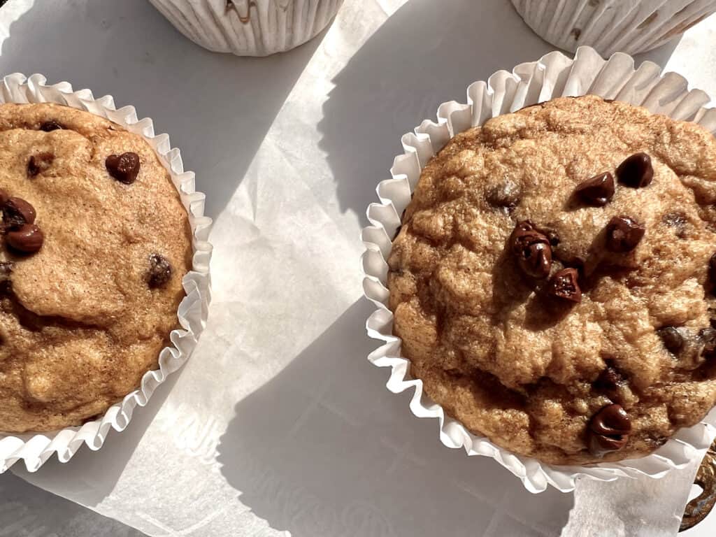 High protein muffins on parchment paper