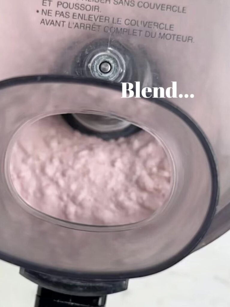 image of food processor blending the cottage cheese mix