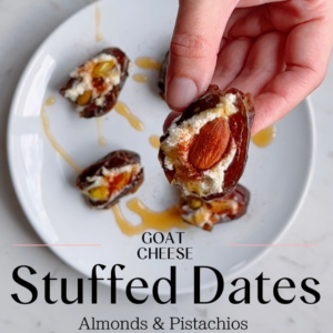 image of goat cheese stuffed dates with almonds and pistachios