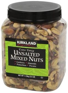 Healthy snacks at Costco: Image of Kirkland Unsalted Mixed Nuts