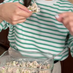 Lemon Dill Tuna Salad served with crackers and fresh vegetables