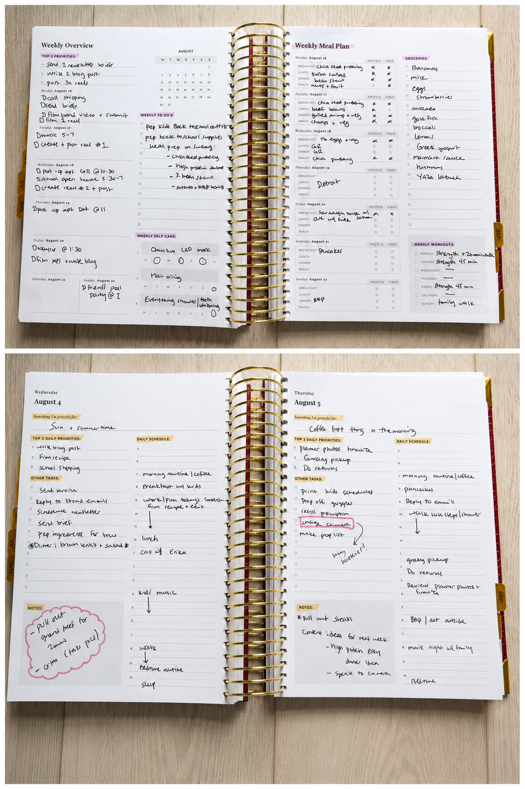 2027 Daily Planner interior showing weekly planning and detailed daily pages
